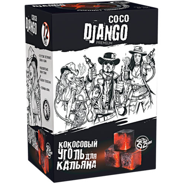 Уголь Coco Django 25мм для кальяна - 1кг (72 шт) в Луганске
