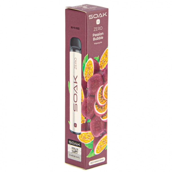 SOAK X ZERO Passion bubble 1500 затяжек (без никотина) в Луганске
