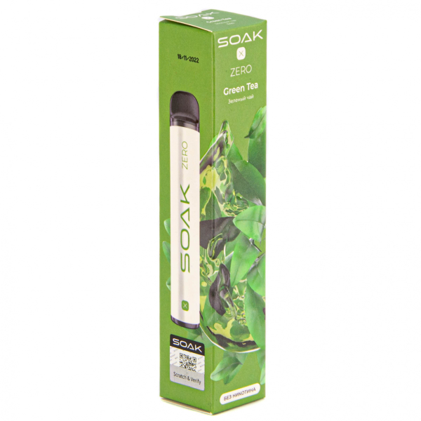 SOAK X ZERO Green tea 1500 затяжек (без никотина) в Луганске