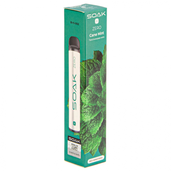 SOAK X ZERO Cane mint 1500 затяжек (без никотина) в Луганске