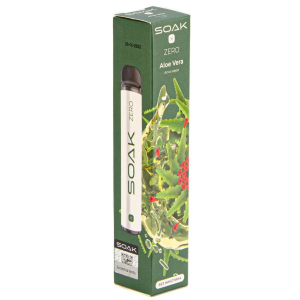 SOAK X ZERO Aloe vera 1500 затяжек (без никотина) в Луганске