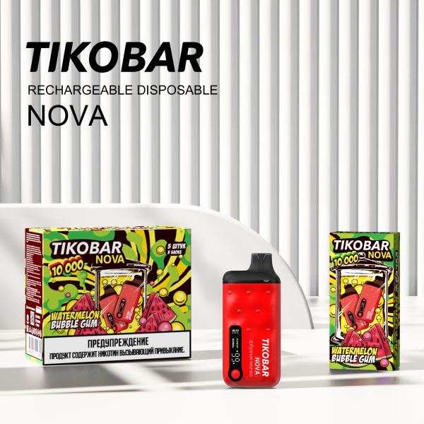 Электронка Tikobar Nova Арбузная Жвачка 10000 Затяжек в Луганске