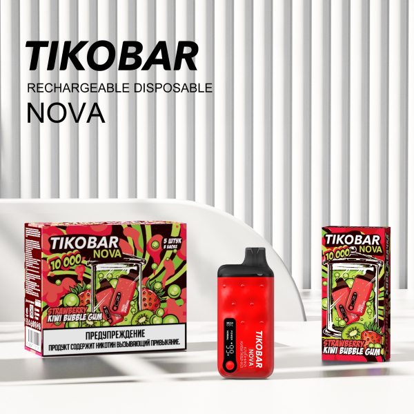 Электронка Tikobar Nova Клубника Киви Жвачка 10000 Затяжек в Луганске