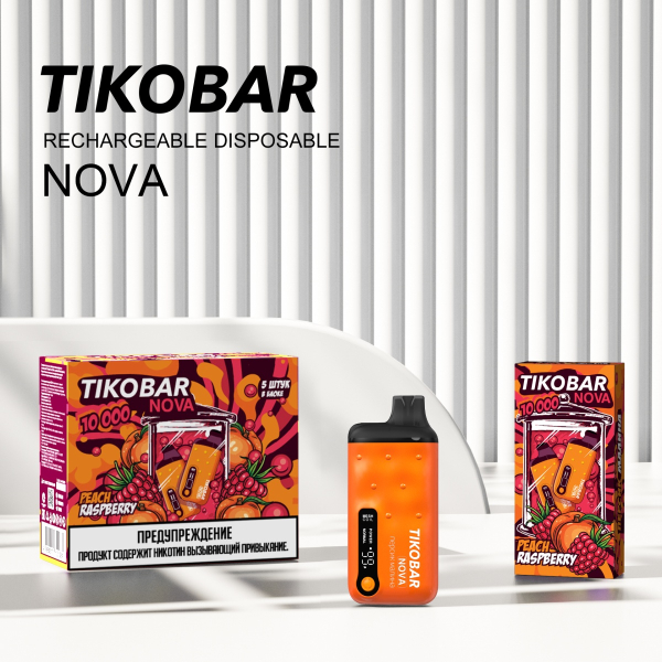 Электронка Tikobar Nova Персик Малина 10000 Затяжек в Луганске