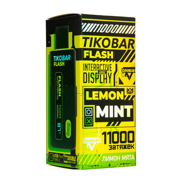 Электронка Tikobar Flash Лимон Мята 11000 Затяжек в Луганске